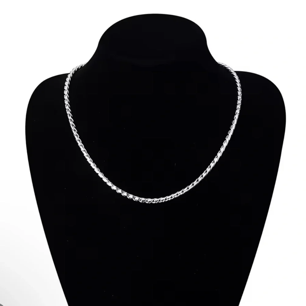 Sterling Silver Plated 5mm Snake Chain Necklace for Woman Man 20 Inches